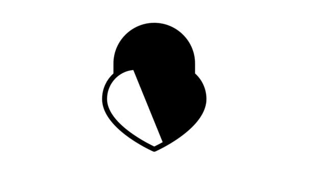 Candado en forma de corazón negro icono de animación — Vídeos de Stock