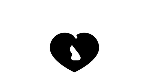 Candado en forma de corazón glifo icono de animación — Vídeos de Stock