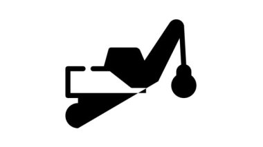 Yıkım vinci siyah simge canlandırması