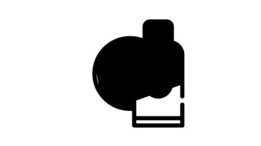 Güneş koruyucu deri şişesi siyah simge canlandırması