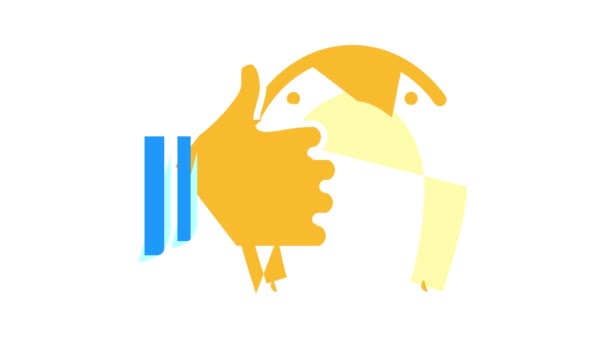 Hand holding horseshoe color icon animation — Stock Video