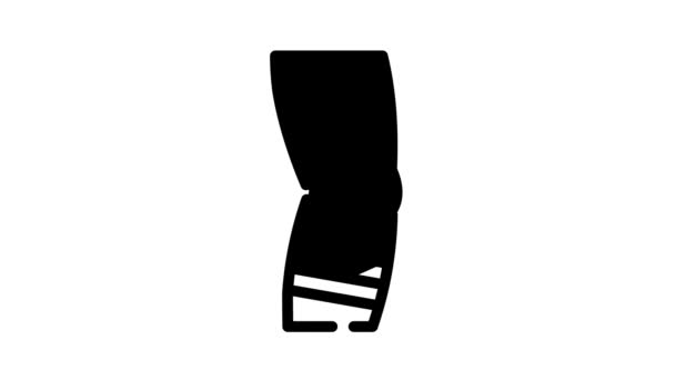 Bandajat genunchi negru icon animație — Videoclip de stoc