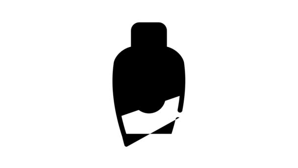 Garrafa de creme animação ícone preto — Vídeo de Stock