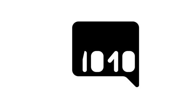 Código binário e ponto de interrogação citação quadro glifo ícone animação — Vídeo de Stock