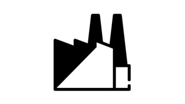 Fabrika çevre kirliliği siyah simge canlandırması