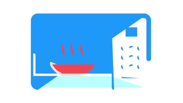 Microondas ícone de cor do forno animação — Vídeo de Stock