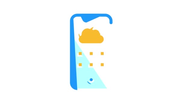 Cloud storage phone files color icon animation — ストック動画