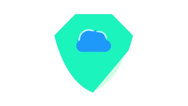 Cloud storage protection shield color icon animation — Video