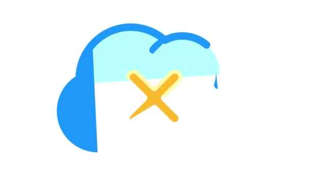 Failed access cloud storage color icon animation — стоковое видео
