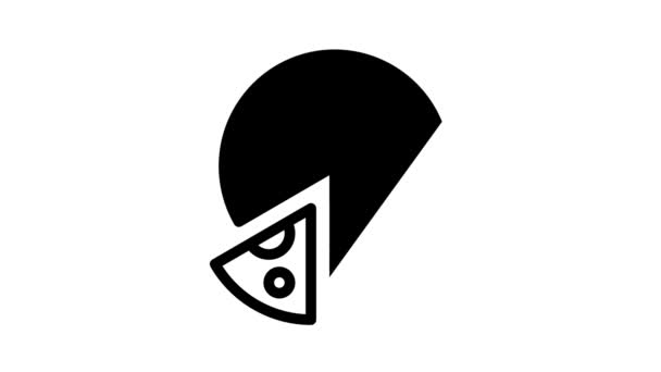 Vegan πίτσα μαύρο εικονίδιο κινούμενα σχέδια — Αρχείο Βίντεο