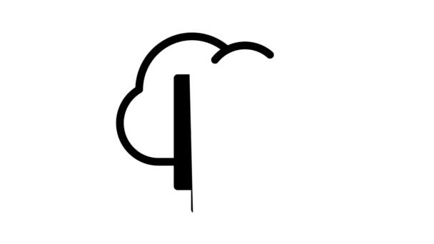 Document cloud opslag zwart pictogram animatie — Stockvideo