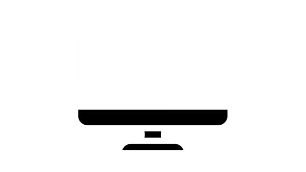 Pliki komputerowe przechowywanie w chmurze animacja ikony glifu — Wideo stockowe