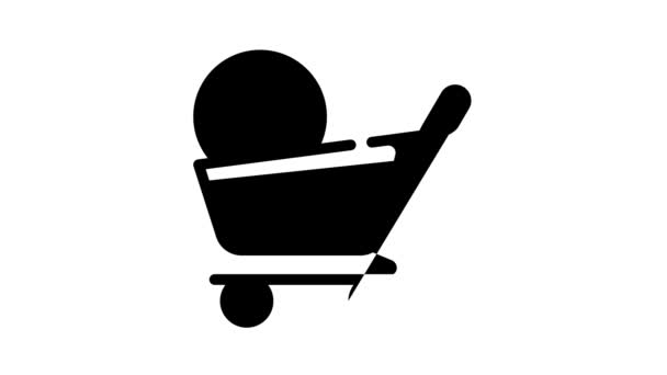 Percentagem cashback no carrinho de loja animação ícone preto — Vídeo de Stock