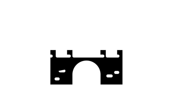 Middeleeuwse kasteel glyph icoon animatie — Stockvideo