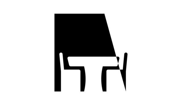 Kantine plaats voor het eten van glyph pictogram animatie — Stockvideo