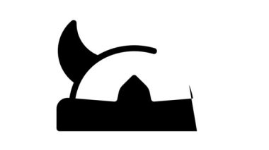 Boynuzlu Viking miğferi siyah simge animasyonu