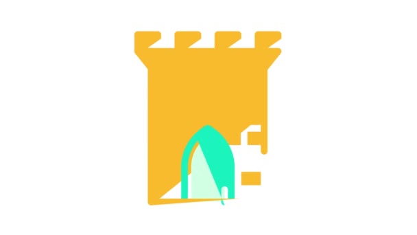 Анімація кольорової піктограми замкової вежі — стокове відео