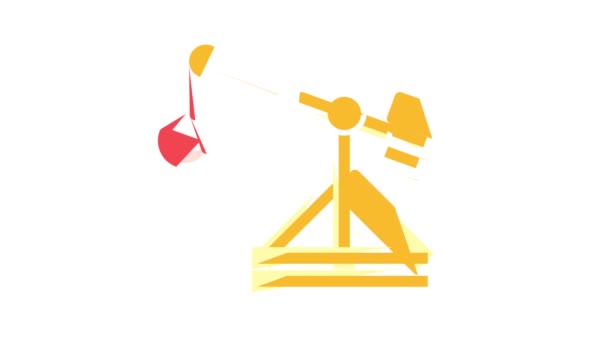 Medieval catapult color icon animation — Stock Video