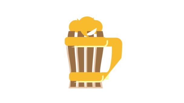 Tazza di birra icona a colori animazione — Video Stock