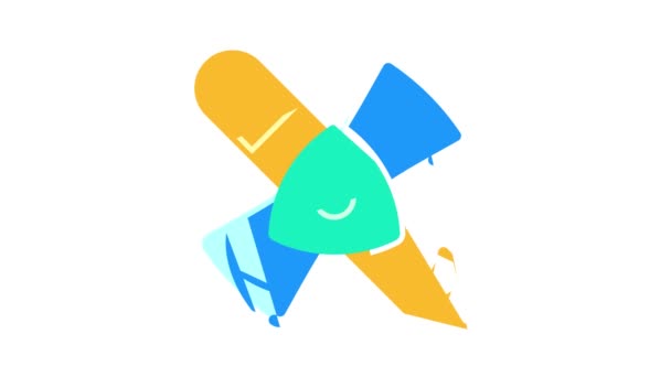 Chalk, soap and pencil for drawing color icon animation — Stock Video