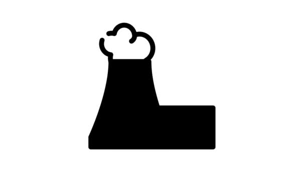Elektrownia jądrowa animacja czarnej ikony — Wideo stockowe