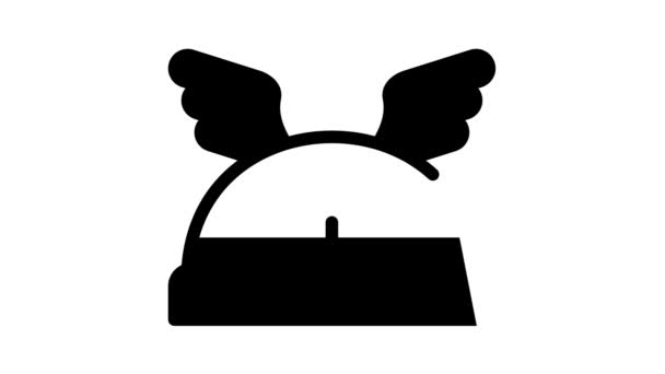 Okřídlená vikingská helma černá ikona animace — Stock video