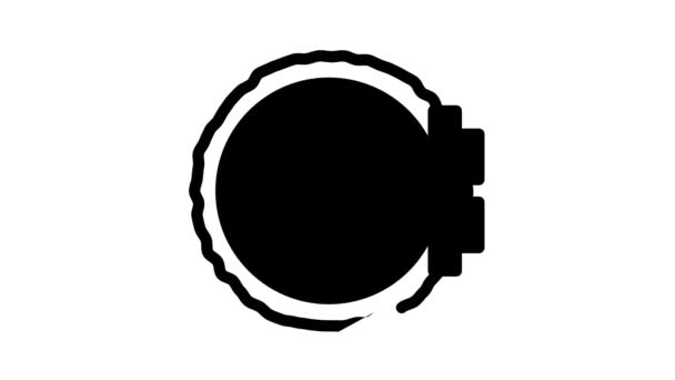 Bordado flor en el aro bordado negro icono de animación — Vídeo de stock