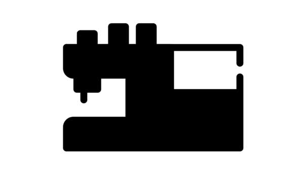 Máquina de costura com bordado programável animação ícone preto — Vídeo de Stock