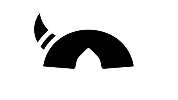 Анимация символа рогатого шлема викинга — стоковое видео