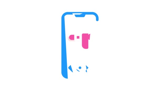 Mendengar perangkat bantuan pada animasi ikon warna layar telepon — Stok Video