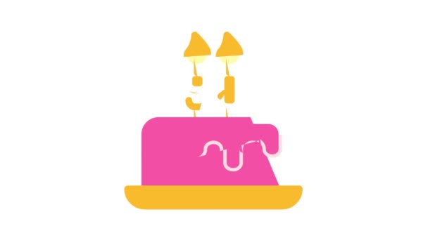 Geburt Kuchen Farbe Symbol Animation — Stockvideo