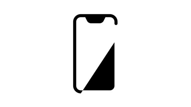 Telefone com botão sos animação ícone preto — Vídeo de Stock