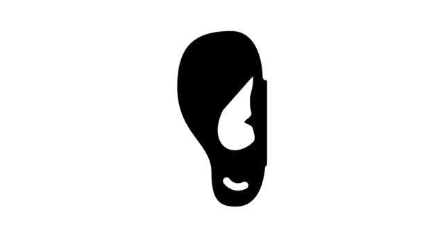 Przewodnictwo kostne aparat słuchowy animacja ikony glifu — Wideo stockowe