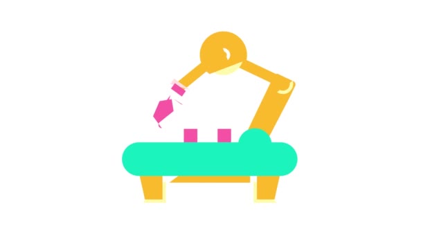 Fabryka robotyczne ramię kolor ikona animacja — Wideo stockowe