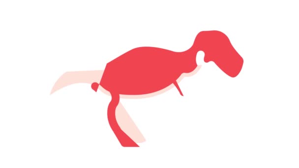 Tiranosaurio dinosaurio color icono animación — Vídeos de Stock