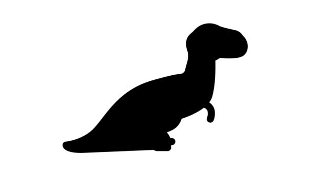 Velociraptor dinosaurio negro icono de animación — Vídeos de Stock