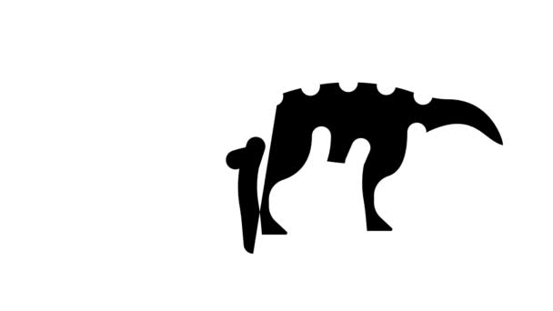 Ankylosaurus dinosaurus černá ikona animace — Stock video