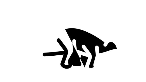 Stegosauro dinosauro icona nera animazione — Video Stock