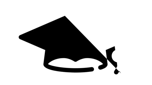 Студентська випускна шапка чорна іконка анімація — стокове відео
