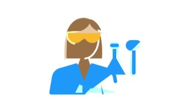 Kimyager kadın iş rengi simgesi canlandırması