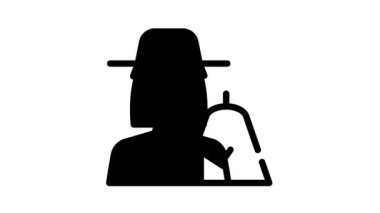 Çiftçi kadın işi siyah simge animasyonu