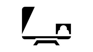 çevrimiçi konferans, uzak çalışma simgesi canlandırması