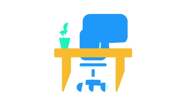 Lege werkplek kleur pictogram animatie — Stockvideo