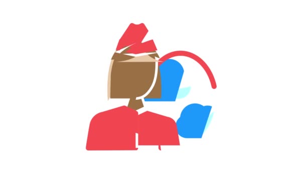 Hostes kadın iş rengi simgesi canlandırması — Stok video