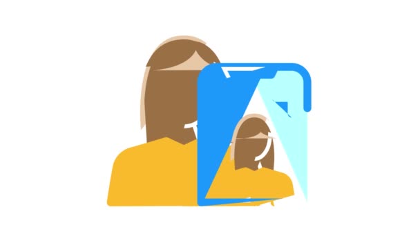 Blogger woman job color icon animation — Stock Video
