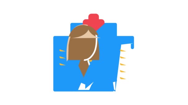 Médico mujer trabajo color icono animación — Vídeos de Stock