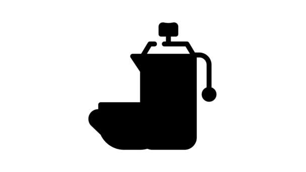 Chá beber bule animação ícone preto — Vídeo de Stock