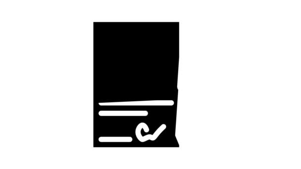 Contract ondertekening glyph pictogram animatie — Stockvideo