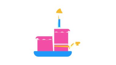 pasta doğum günü tatlı rengi simgesi canlandırması