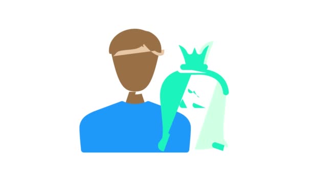 Voluntário trabalhador cor ícone animação — Vídeo de Stock